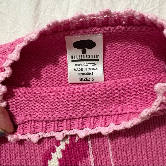 Kids Pink Knit Ballet Slippers Ballerina Sweater - 100% Cotton - Picture 2 of 3